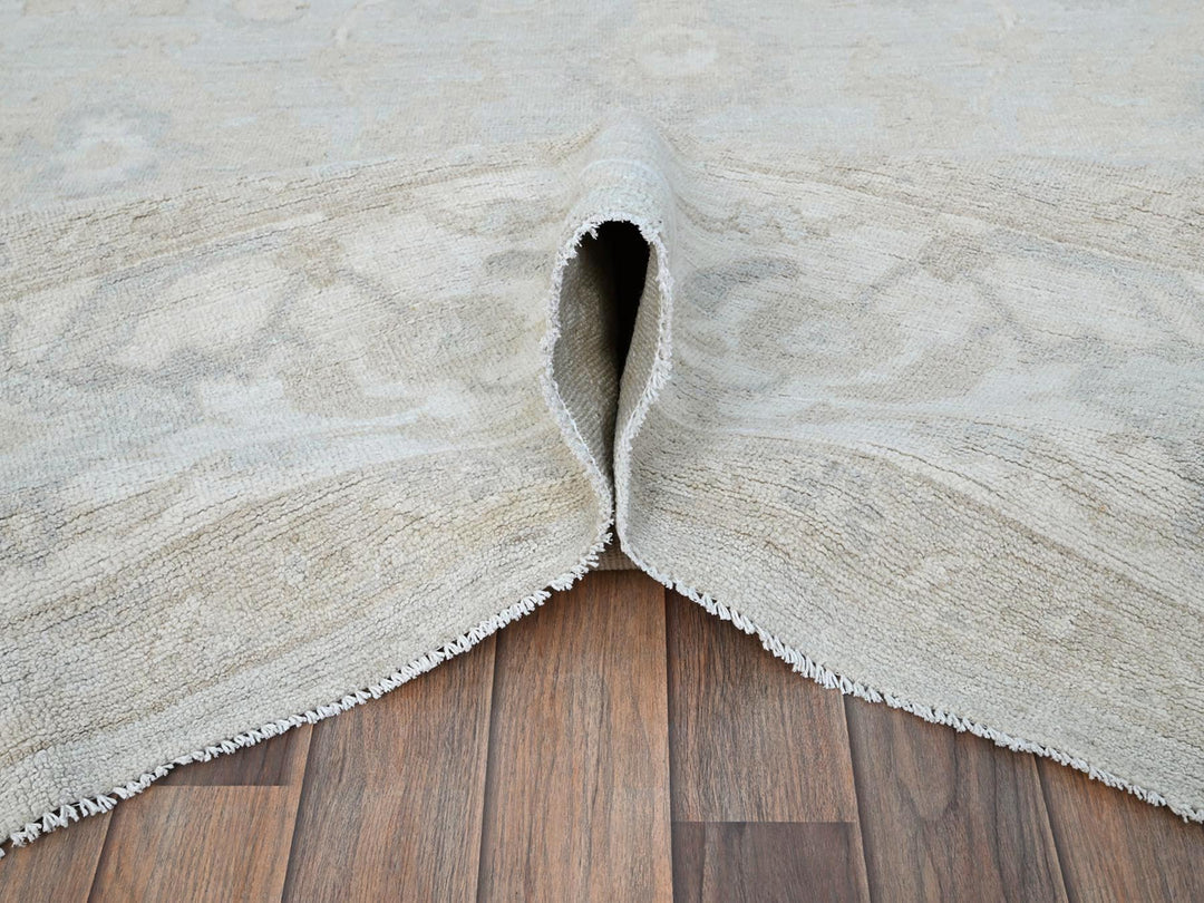 9'1" x 12'0" New Hand Knotted Grey Wool Rectangle Oriental Rug - MOA10286705