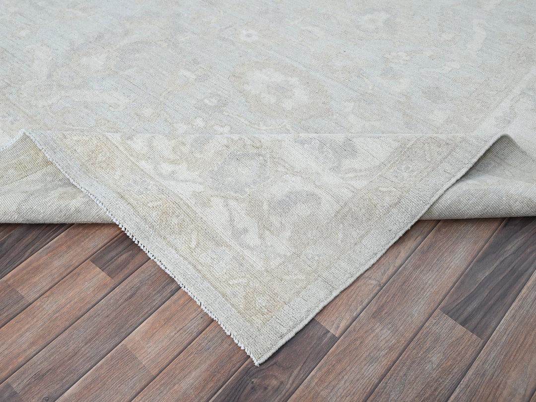 9'1" x 12'0" New Hand Knotted Grey Wool Rectangle Oriental Rug - MOA10286705