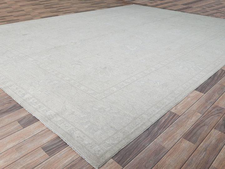 9'10" x 13'10" New Hand Knotted Ivory Wool Rectangle Oriental Rug - MOA10286706