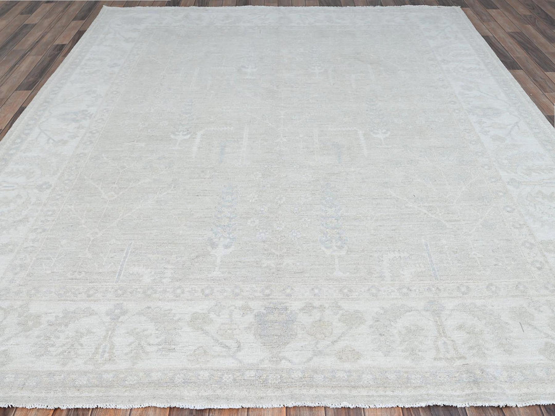 8'1" x 9'7" New Hand Knotted Ivory Wool Rectangle Oriental Rug - MOA10286708