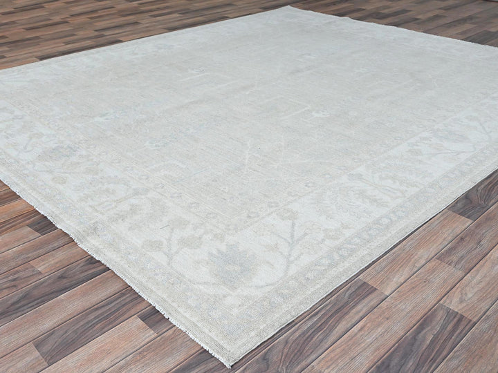 8'1" x 9'7" New Hand Knotted Ivory Wool Rectangle Oriental Rug - MOA10286708