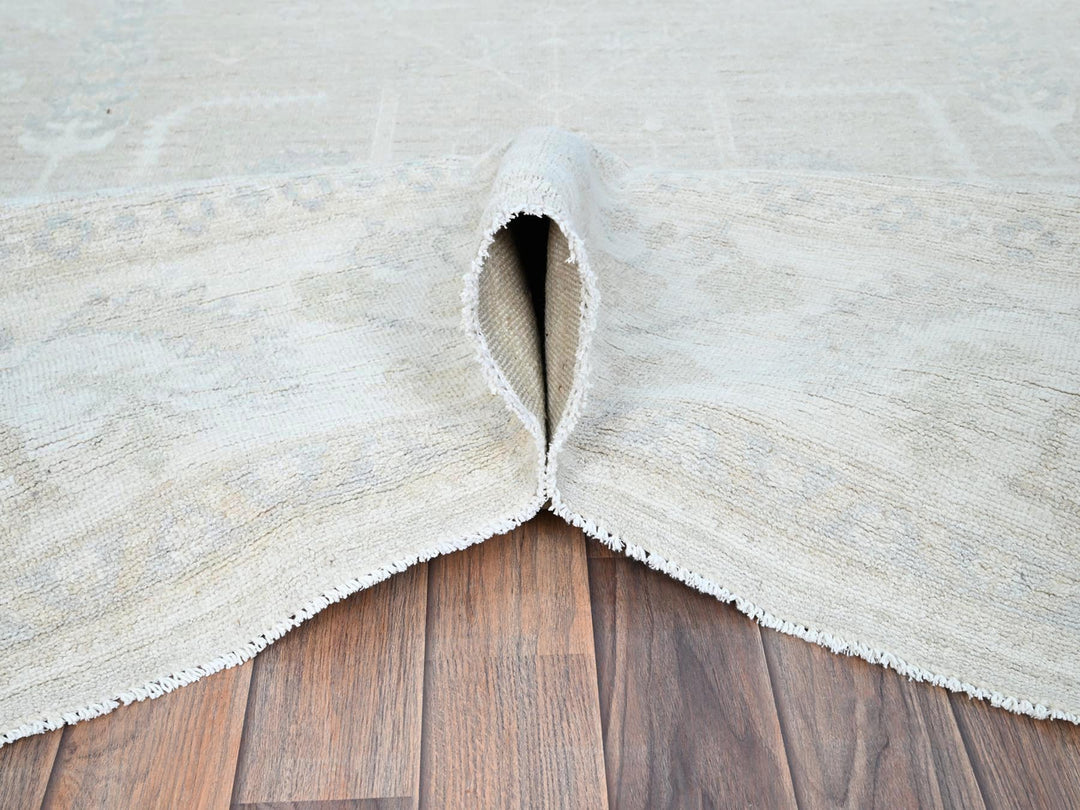 8'1" x 9'7" New Hand Knotted Ivory Wool Rectangle Oriental Rug - MOA10286708
