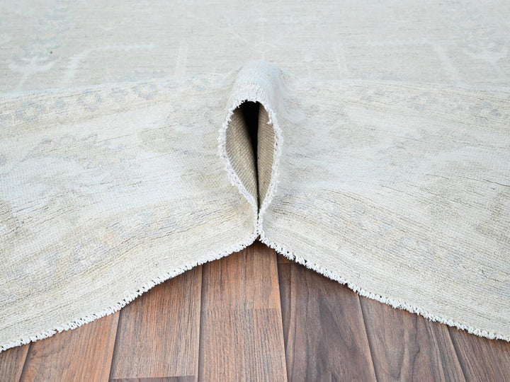 8'1" x 9'7" New Hand Knotted Ivory Wool Rectangle Oriental Rug - MOA10286708