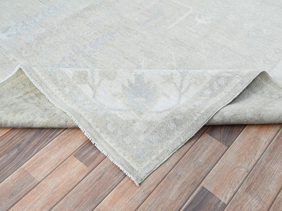 8'1" x 9'7" New Hand Knotted Ivory Wool Rectangle Oriental Rug - MOA10286708