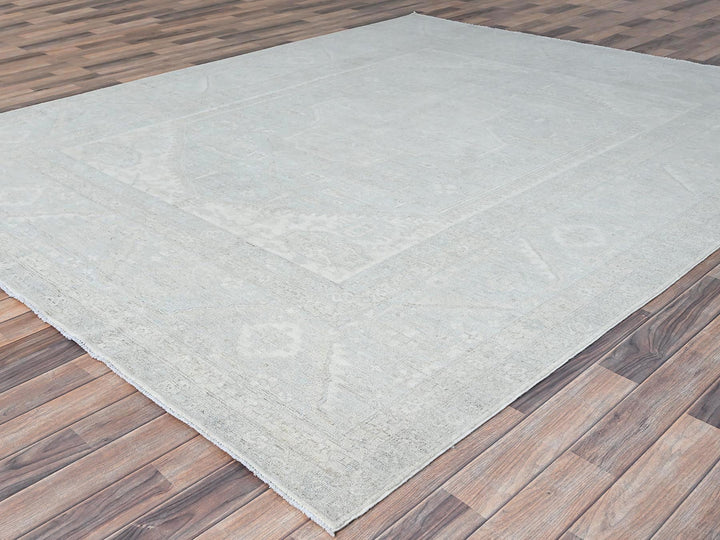 8'1" x 9'11" New Hand Knotted Grey Wool Rectangle Oriental Rug - MOA10286709