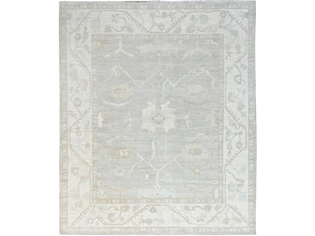 7'11" x 9'8" New Hand Knotted Ivory Wool Rectangle Oriental Rug - MOA10286710