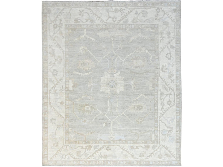 7'11" x 9'8" New Hand Knotted Ivory Wool Rectangle Oriental Rug - MOA10286710