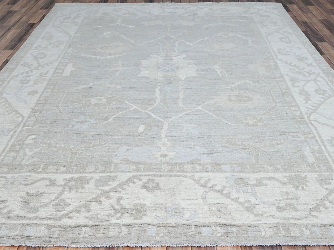 7'11" x 9'8" New Hand Knotted Ivory Wool Rectangle Oriental Rug - MOA10286710