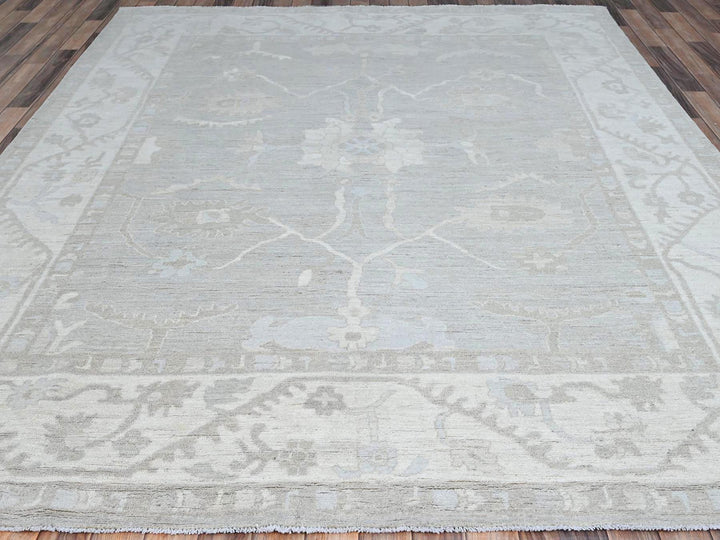 7'11" x 9'8" New Hand Knotted Ivory Wool Rectangle Oriental Rug - MOA10286710