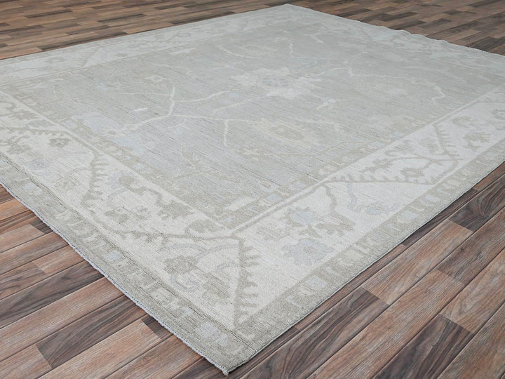 7'11" x 9'8" New Hand Knotted Ivory Wool Rectangle Oriental Rug - MOA10286710