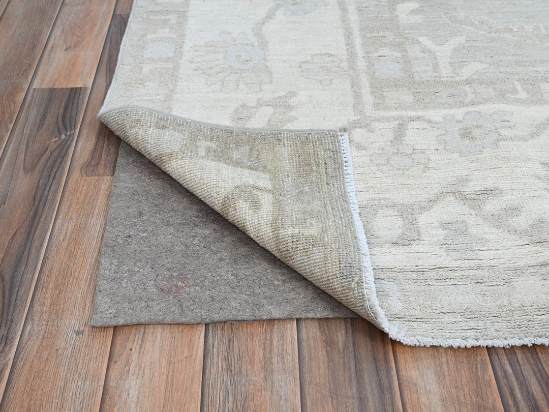 7'11" x 9'8" New Hand Knotted Ivory Wool Rectangle Oriental Rug - MOA10286710