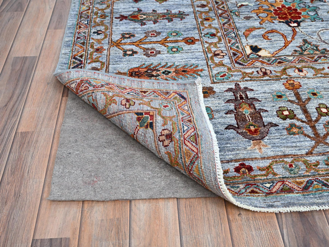 9'2" x 12'4" New Hand Knotted Grey Wool Rectangle Oriental Rug - MOA10286715
