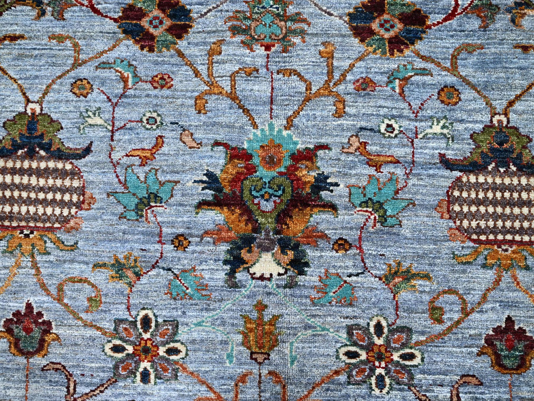 9'2" x 12'4" New Hand Knotted Grey Wool Rectangle Oriental Rug - MOA10286715