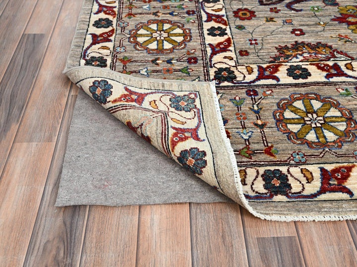 8'10" x 11'7" New Hand Knotted Grey Wool Rectangle Oriental Rug - MOA10286716