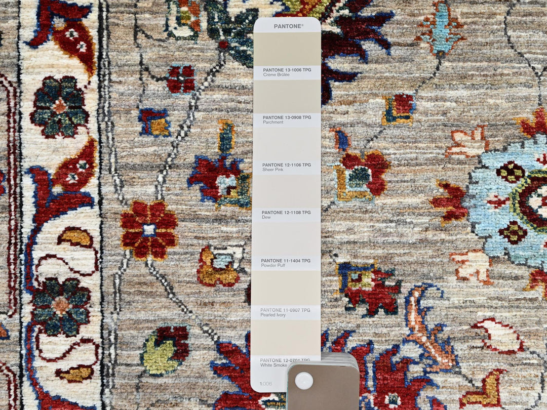 8'10" x 11'7" New Hand Knotted Grey Wool Rectangle Oriental Rug - MOA10286716