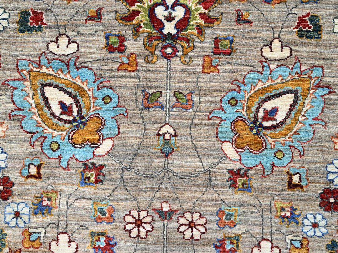8'10" x 11'7" New Hand Knotted Grey Wool Rectangle Oriental Rug - MOA10286716