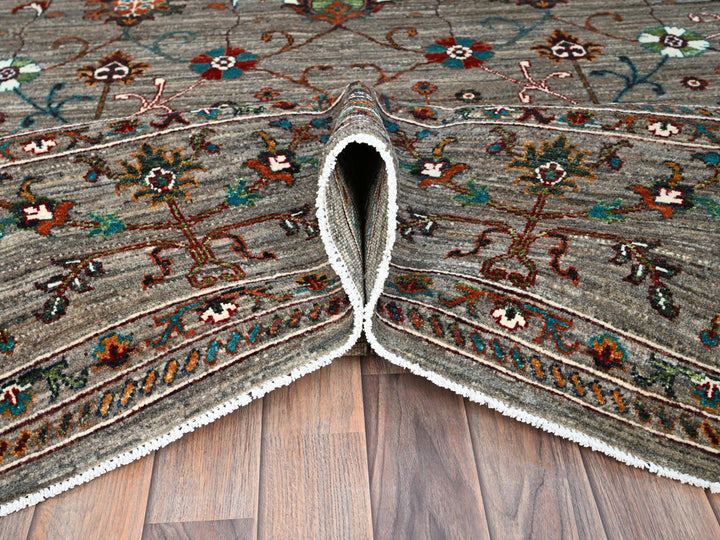 9'1" x 12'2" New Hand Knotted Grey Wool Rectangle Oriental Rug - MOA10286720