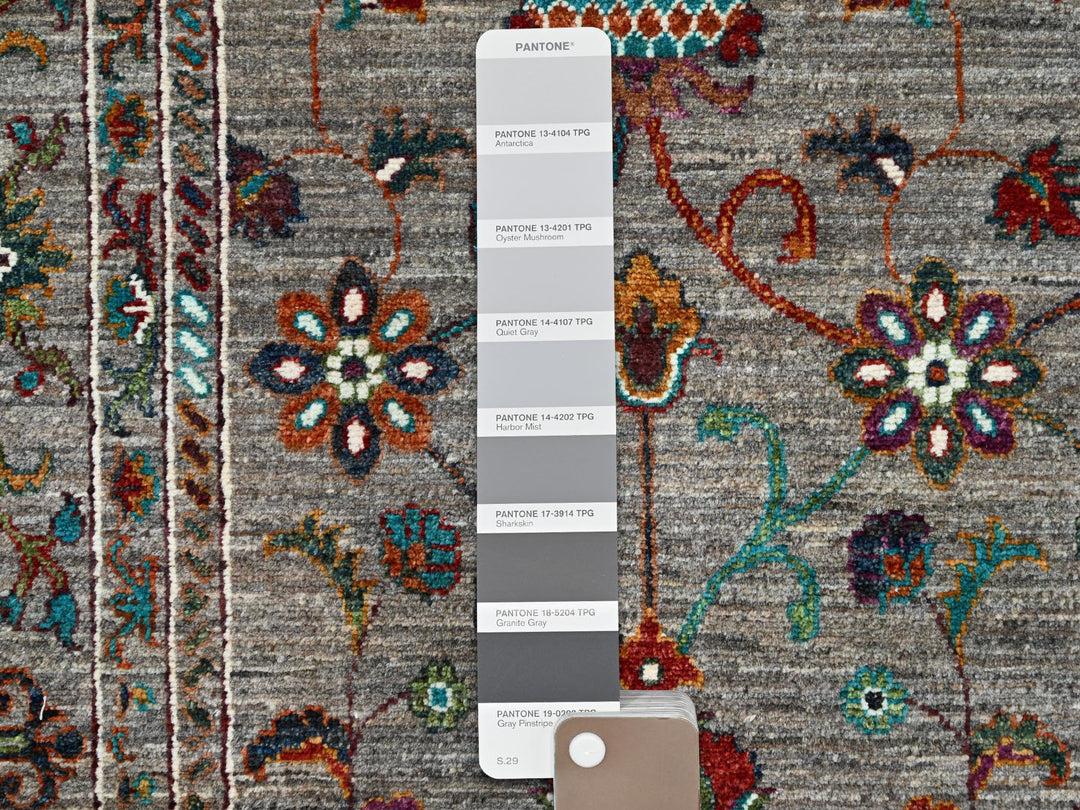 9'1" x 12'2" New Hand Knotted Grey Wool Rectangle Oriental Rug - MOA10286720