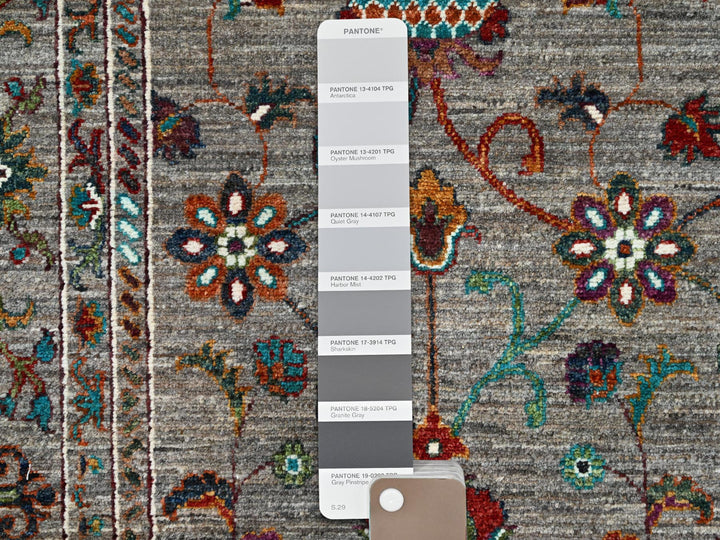 9'1" x 12'2" New Hand Knotted Grey Wool Rectangle Oriental Rug - MOA10286720