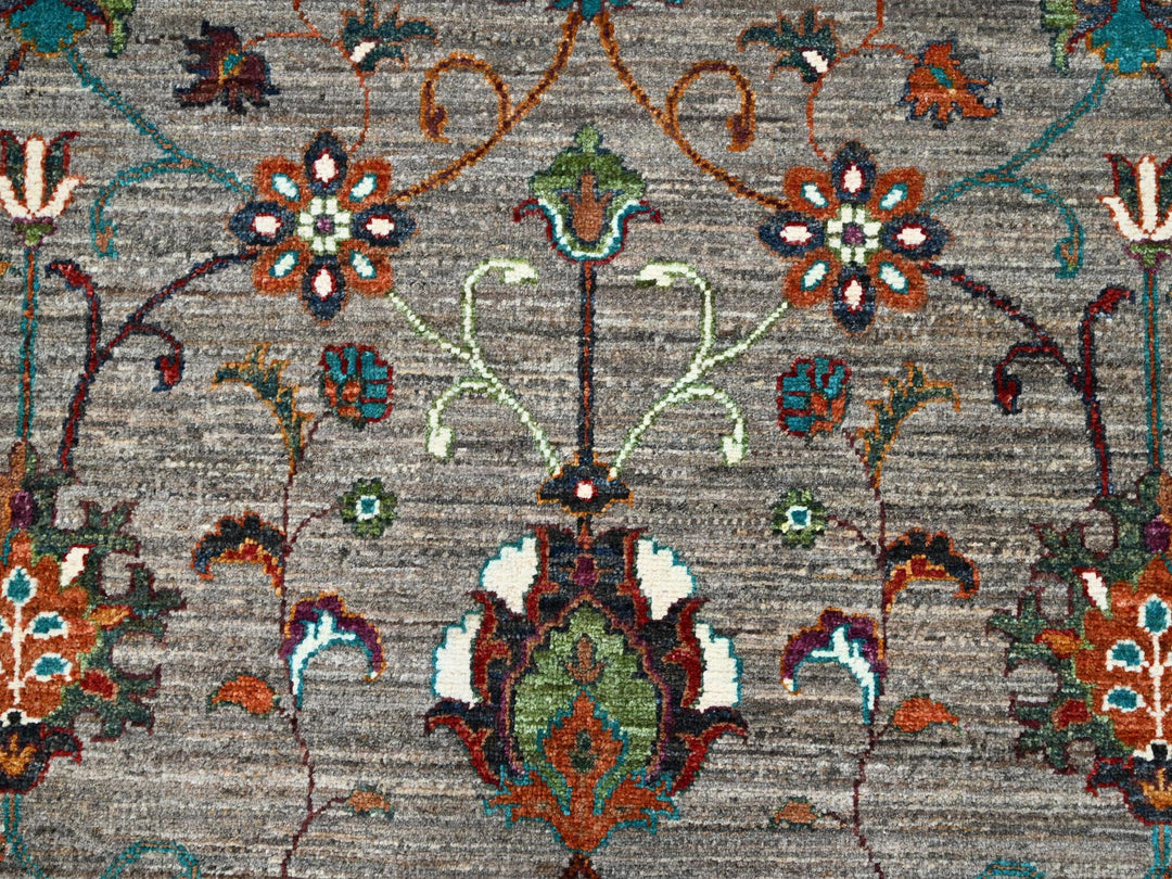9'1" x 12'2" New Hand Knotted Grey Wool Rectangle Oriental Rug - MOA10286720