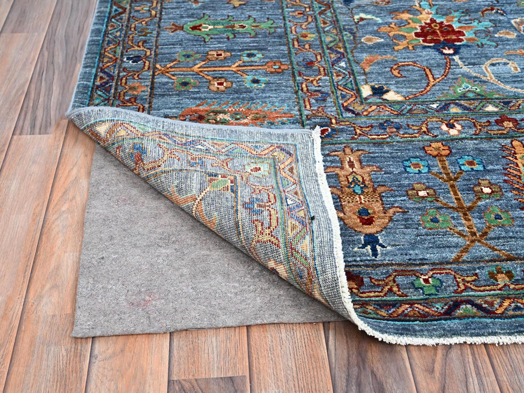 9'2" x 12'8" New Hand Knotted Blue Wool Rectangle Oriental Rug - MOA10286731