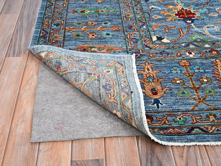 9'2" x 12'8" New Hand Knotted Blue Wool Rectangle Oriental Rug - MOA10286731