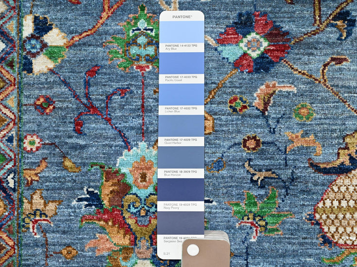 9'2" x 12'8" New Hand Knotted Blue Wool Rectangle Oriental Rug - MOA10286731