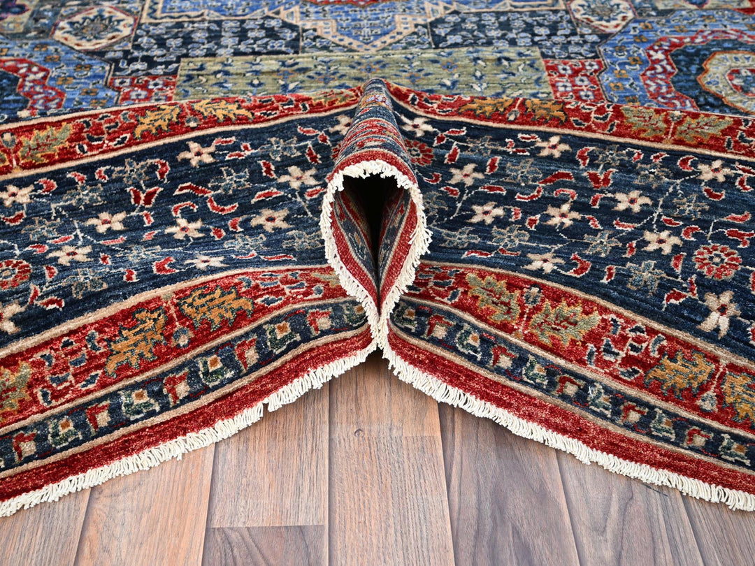 9'0" x 12'0" New Hand Knotted Blue Wool Rectangle Oriental Rug - MOA10286735