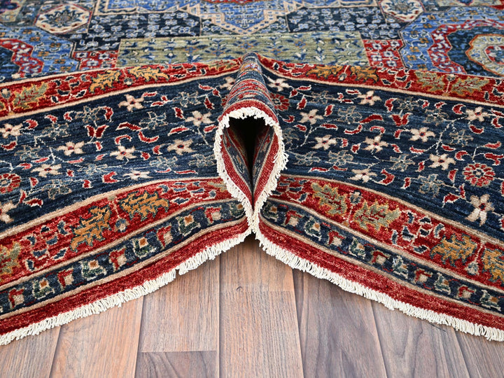 9'0" x 12'0" New Hand Knotted Blue Wool Rectangle Oriental Rug - MOA10286735