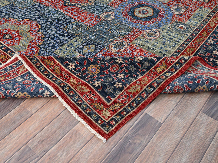 9'0" x 12'0" New Hand Knotted Blue Wool Rectangle Oriental Rug - MOA10286735