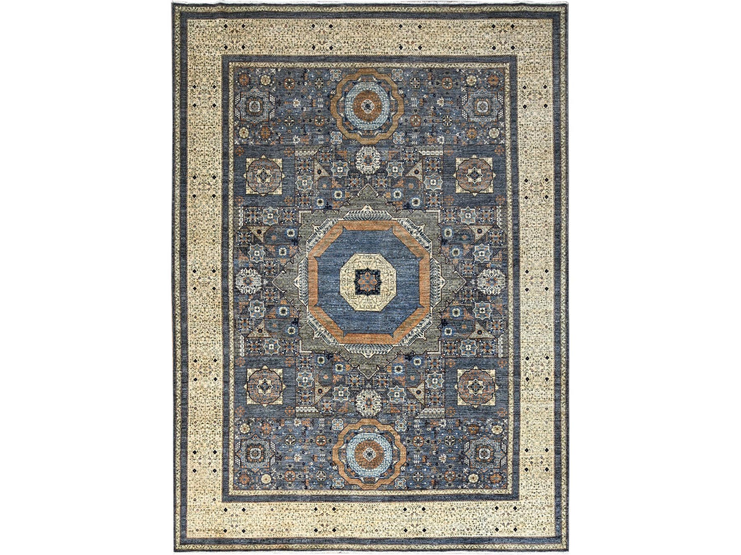 9'0" x 11'11" New Hand Knotted Grey Wool Rectangle Oriental Rug - MOA10286737