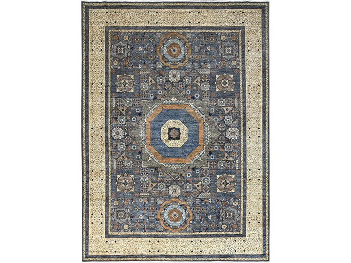 9'0" x 11'11" New Hand Knotted Grey Wool Rectangle Oriental Rug - MOA10286737