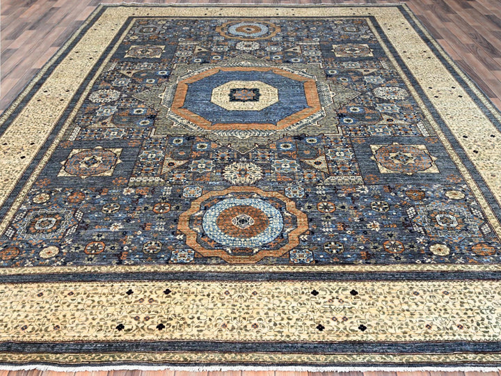 9'0" x 11'11" New Hand Knotted Grey Wool Rectangle Oriental Rug - MOA10286737