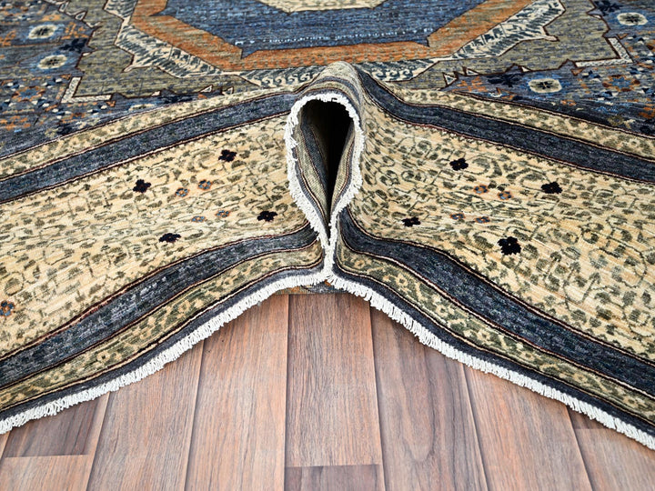 9'0" x 11'11" New Hand Knotted Grey Wool Rectangle Oriental Rug - MOA10286737