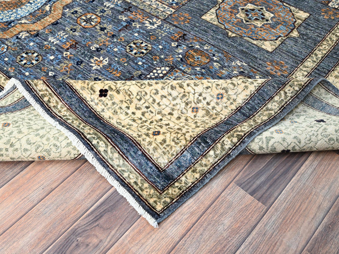9'0" x 11'11" New Hand Knotted Grey Wool Rectangle Oriental Rug - MOA10286737