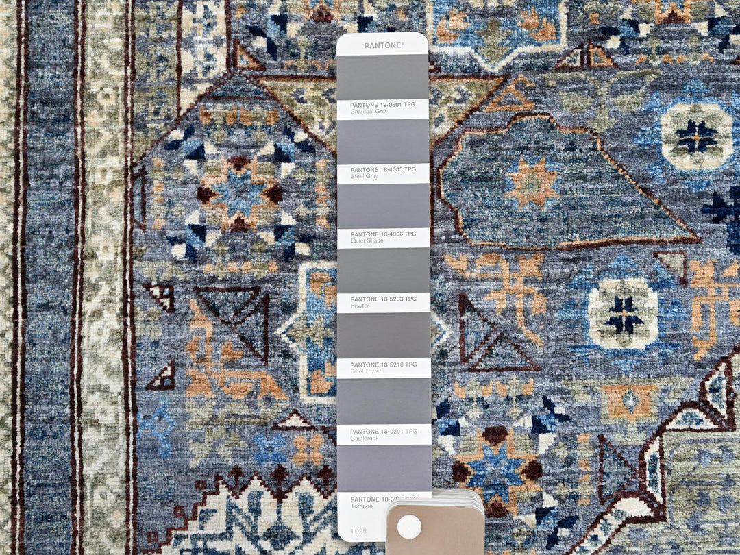 9'0" x 11'11" New Hand Knotted Grey Wool Rectangle Oriental Rug - MOA10286737