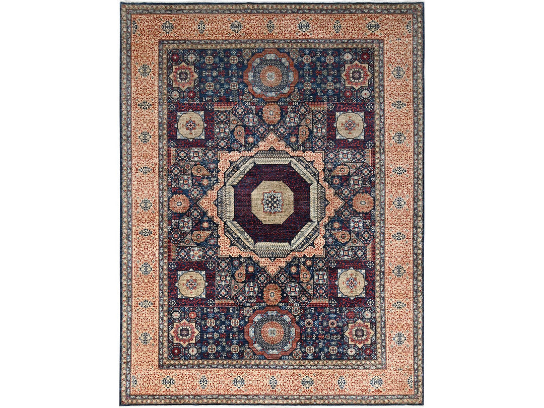 9'0" x 11'11" New Hand Knotted Blue Wool Rectangle Oriental Rug - MOA10286738