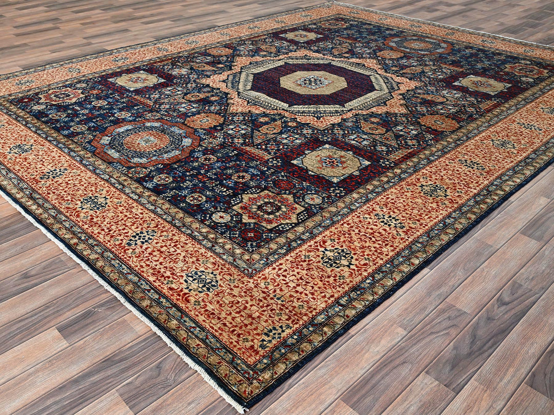 9'0" x 11'11" New Hand Knotted Blue Wool Rectangle Oriental Rug - MOA10286738