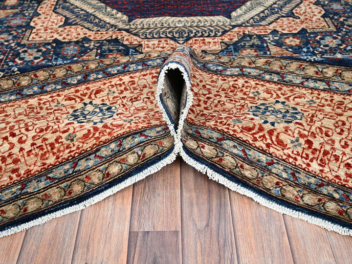 9'0" x 11'11" New Hand Knotted Blue Wool Rectangle Oriental Rug - MOA10286738