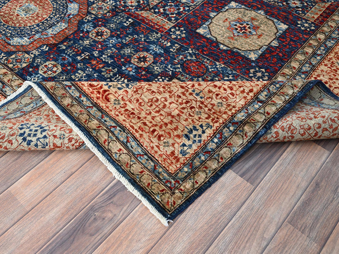 9'0" x 11'11" New Hand Knotted Blue Wool Rectangle Oriental Rug - MOA10286738