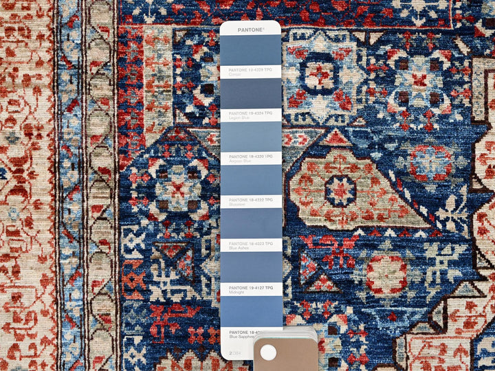 9'0" x 11'11" New Hand Knotted Blue Wool Rectangle Oriental Rug - MOA10286738