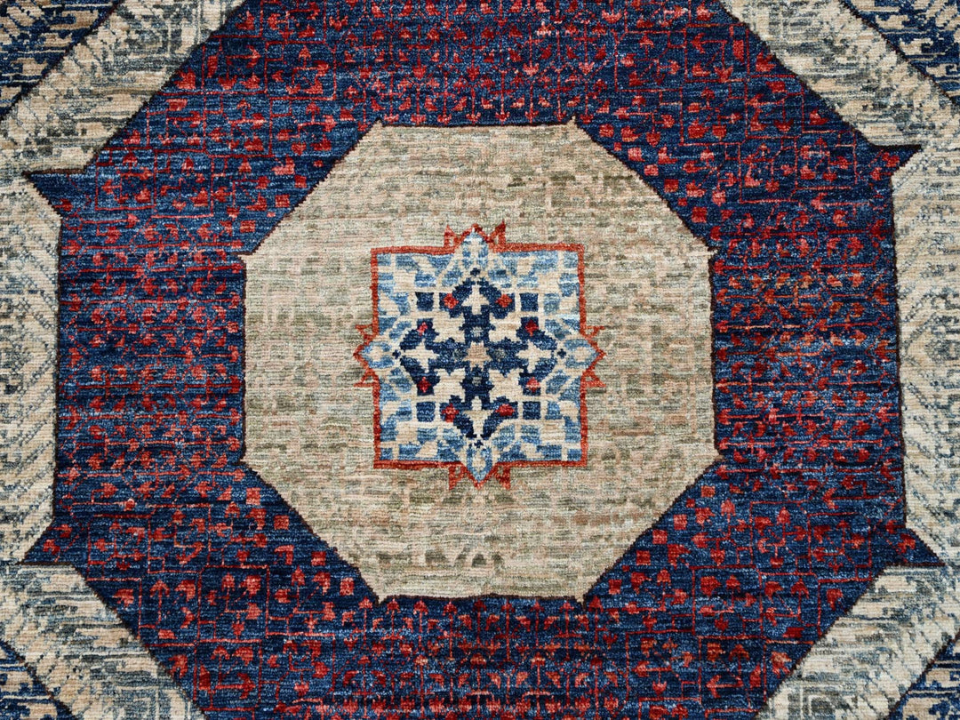 9'0" x 11'11" New Hand Knotted Blue Wool Rectangle Oriental Rug - MOA10286738