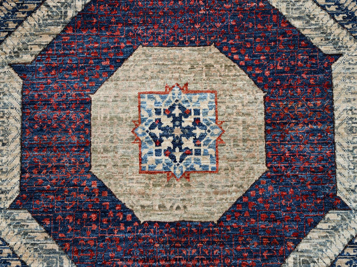 9'0" x 11'11" New Hand Knotted Blue Wool Rectangle Oriental Rug - MOA10286738
