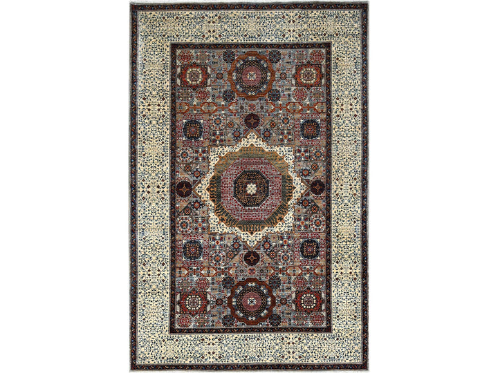 6'1" x 9'3" New Hand Knotted Grey Wool Rectangle Oriental Rug - MOA10286742