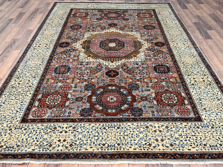6'1" x 9'3" New Hand Knotted Grey Wool Rectangle Oriental Rug - MOA10286742