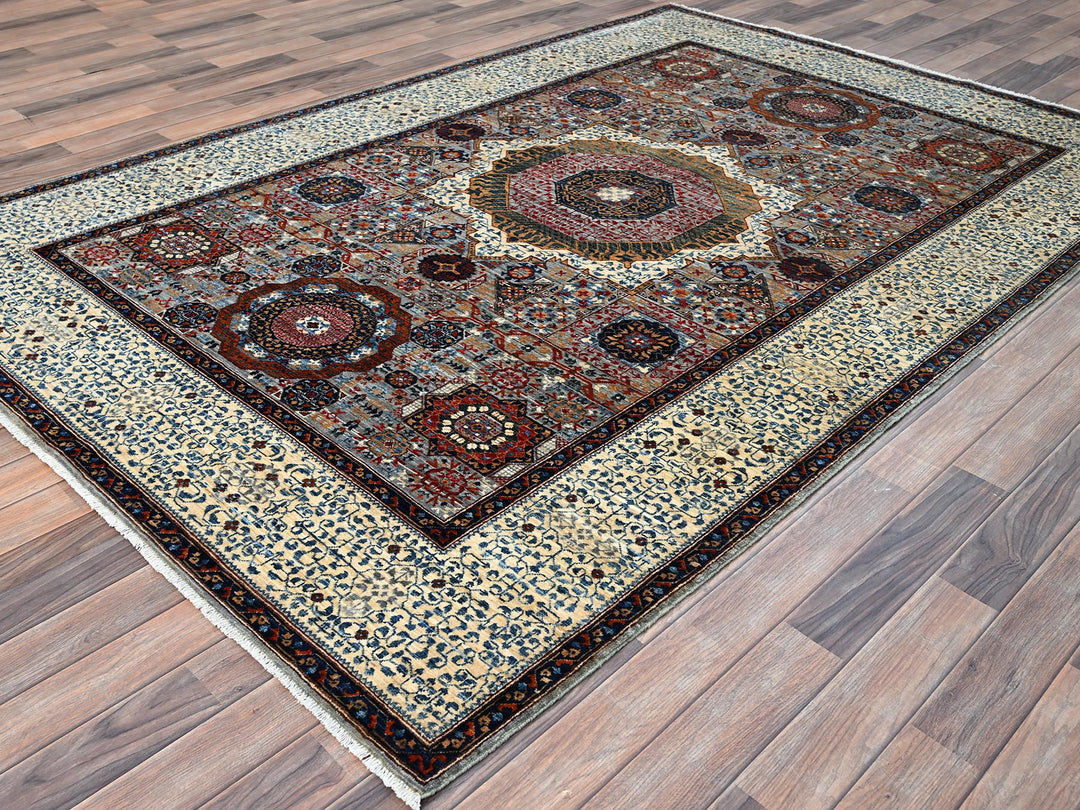 6'1" x 9'3" New Hand Knotted Grey Wool Rectangle Oriental Rug - MOA10286742