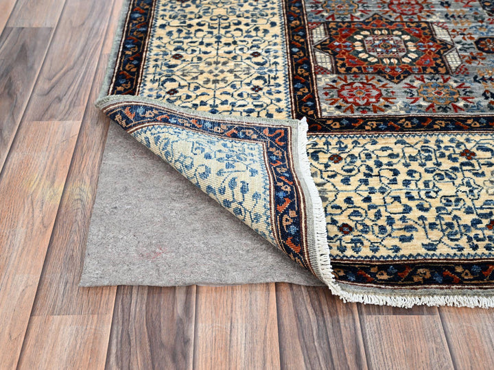6'1" x 9'3" New Hand Knotted Grey Wool Rectangle Oriental Rug - MOA10286742