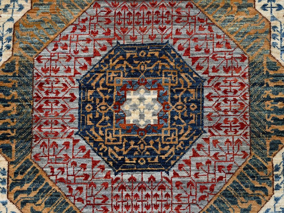 6'1" x 9'3" New Hand Knotted Grey Wool Rectangle Oriental Rug - MOA10286742