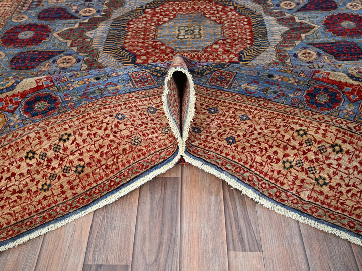 6'1" x 9'0" New Hand Knotted Blue Wool Rectangle Oriental Rug - MOA10286743