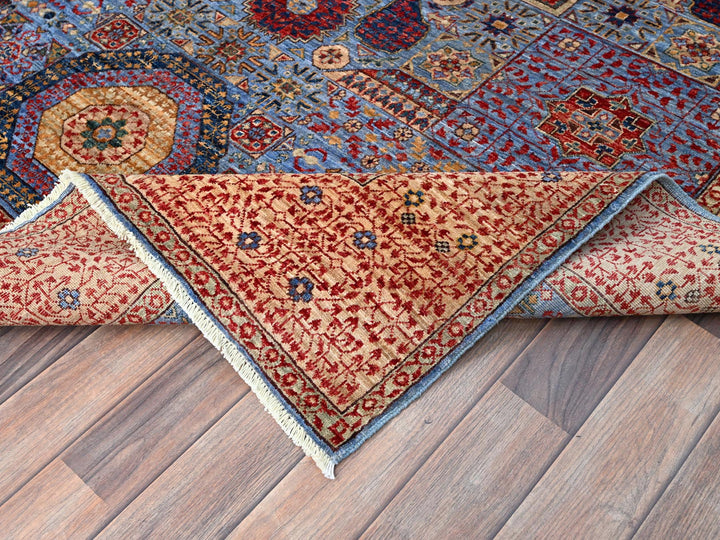 6'1" x 9'0" New Hand Knotted Blue Wool Rectangle Oriental Rug - MOA10286743